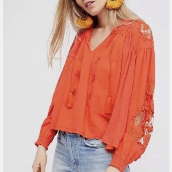 NWT Free‎ People Womens Tropical Summer Knit Blouse - Small (oversized) - Picture 4 of 11